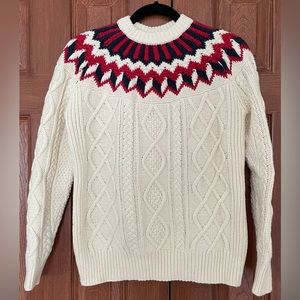 fair isle j crew cable knit sweater xs